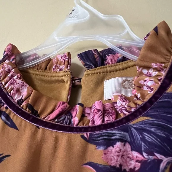 GB Girls Pleated Long Sleeve Dress with Pink and Purple Floral Pattern - Picture 3 of 13